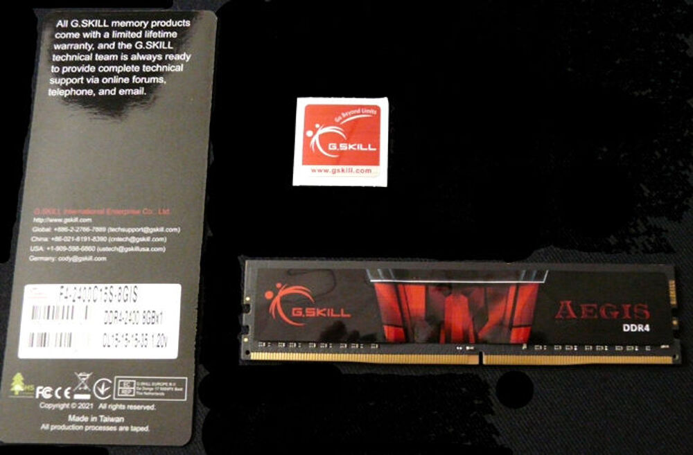 Barrette Ram 8 Go Marque AEGIS G-SKILL avec son Blister-Neuf Matériel informatique
