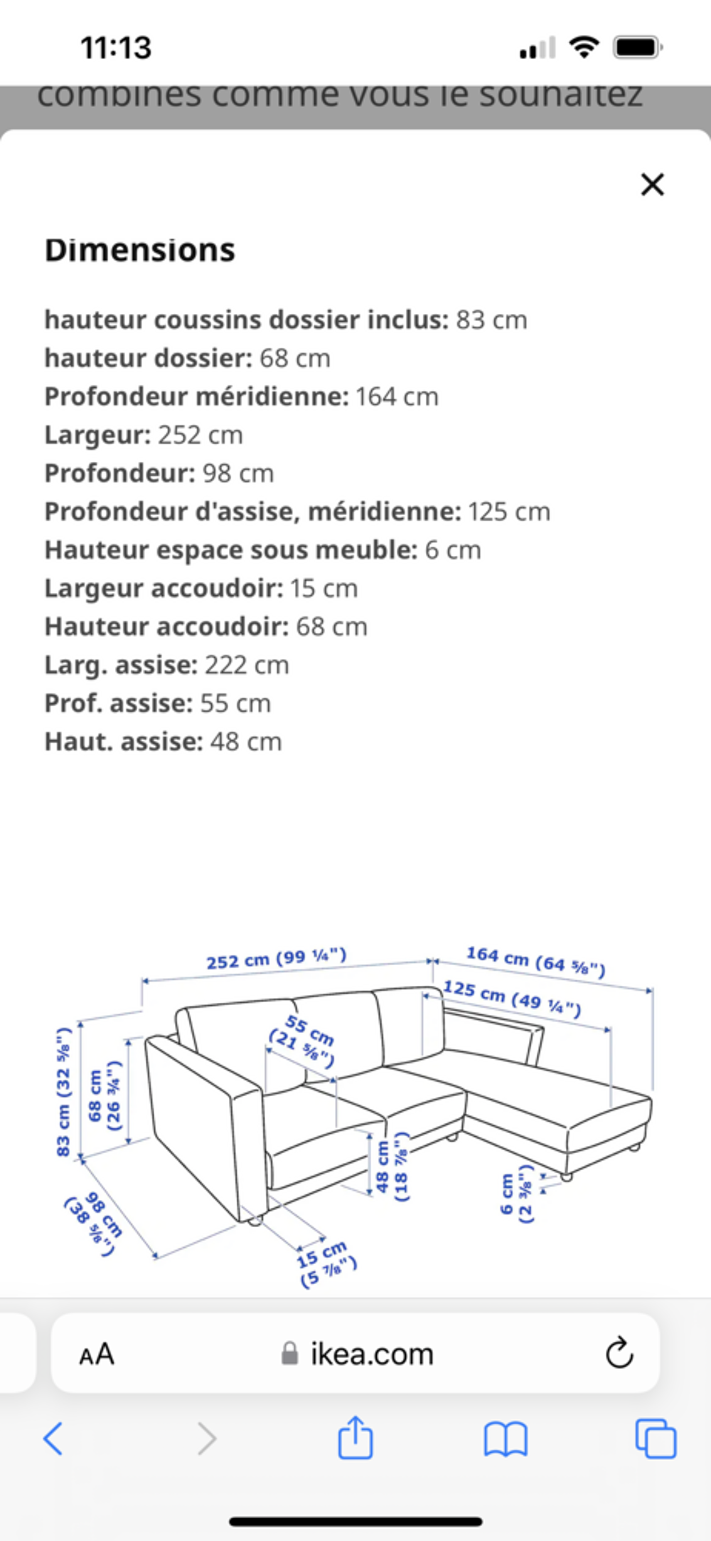Canap&eacute; angle tissu gris Meubles
