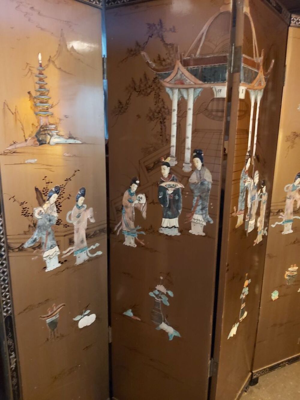 paravent chinois dor&eacute; ancien XIX si&egrave;cle Décoration
