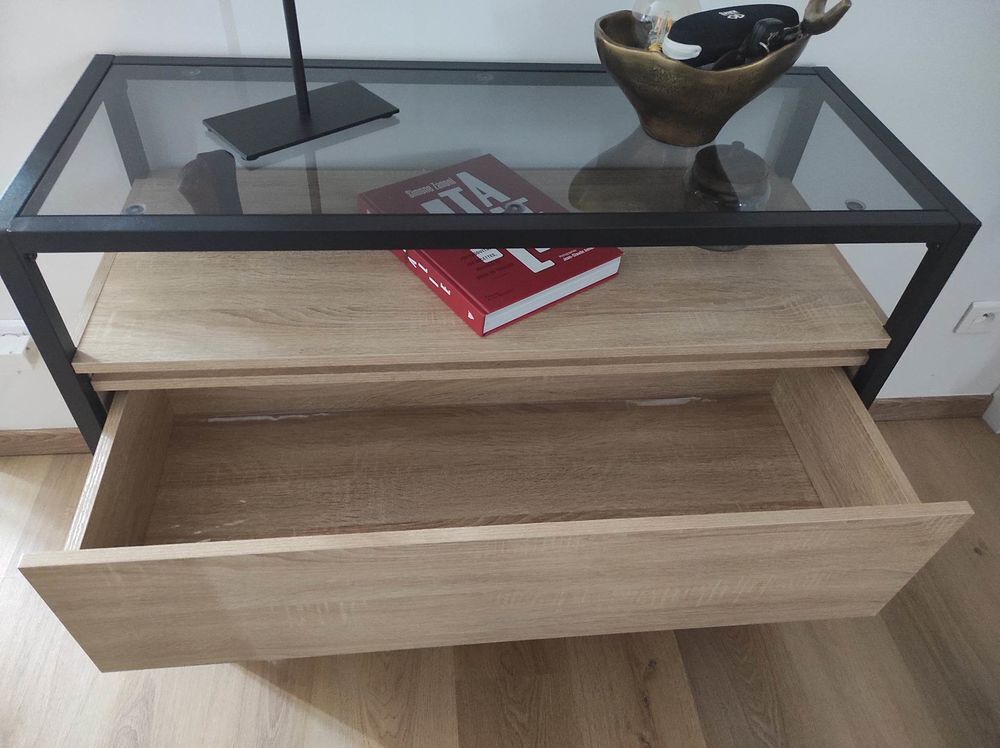 Commode ch&ecirc;ne et noir Meubles