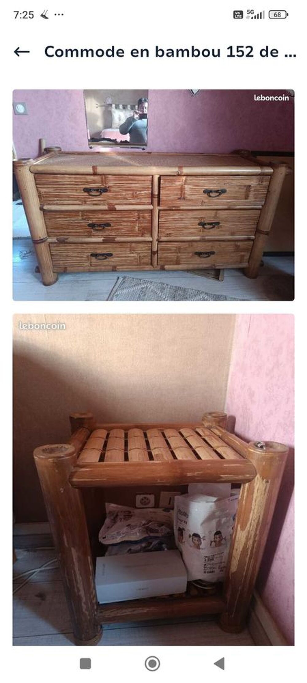 commode en bambou plus deux chevet en bambou Meubles