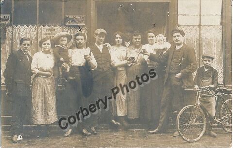 92 CPA PHOTO PUTEAUX Personnages Café Bistrot Commerce 18 Loches (37)