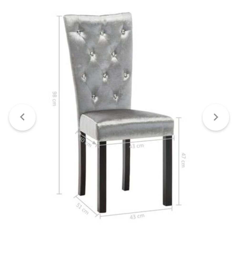 4 Chaises velours gris avec strass Meubles