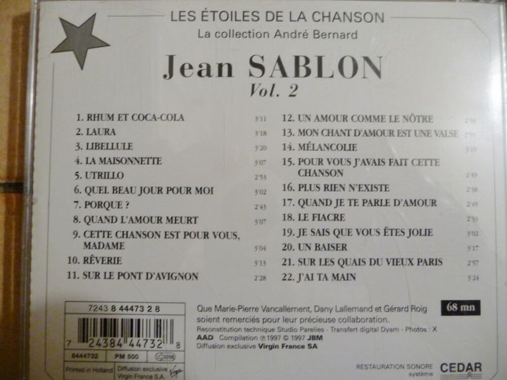 CD Jean SABLON CD et vinyles
