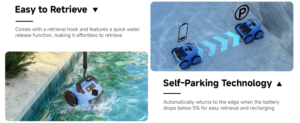 Robot piscine aspirateur sans fil sol murs fonctions 3 modes Jardin
