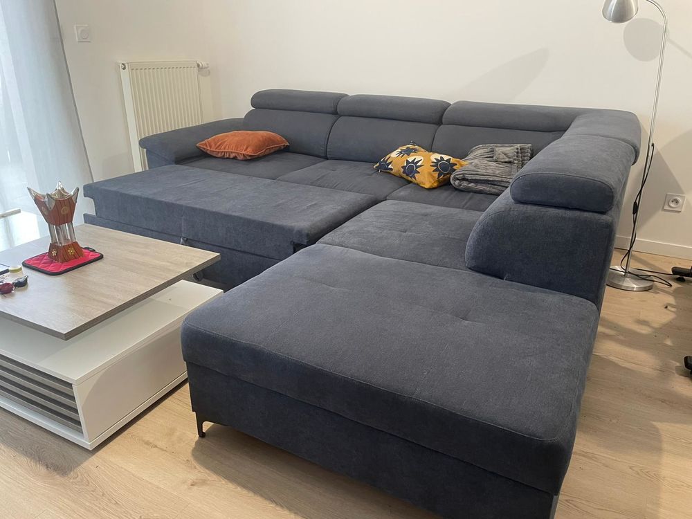 Canap&eacute; d'angle WESLEY GRIS convertible et r&eacute;versible Meubles