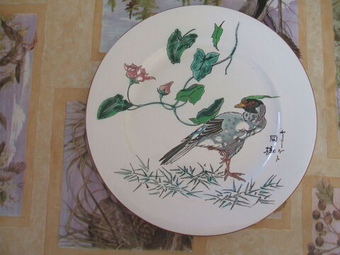 Assiette plate Jules Vieillard dcor aux oiseaux de Millet 150 Le Taillan-Mdoc (33)