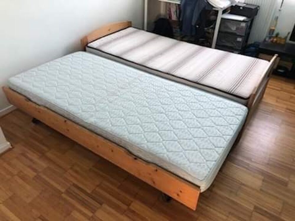 lit gigogne 2x90/190 en pin avec sommier Meubles