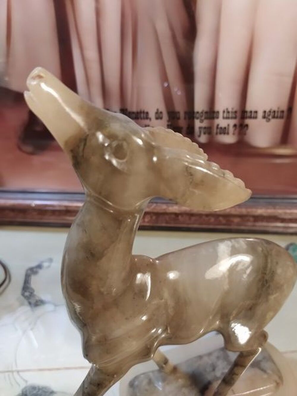 Sculpture Biche Pierre Onyx Art d&eacute;co 1930 Décoration
