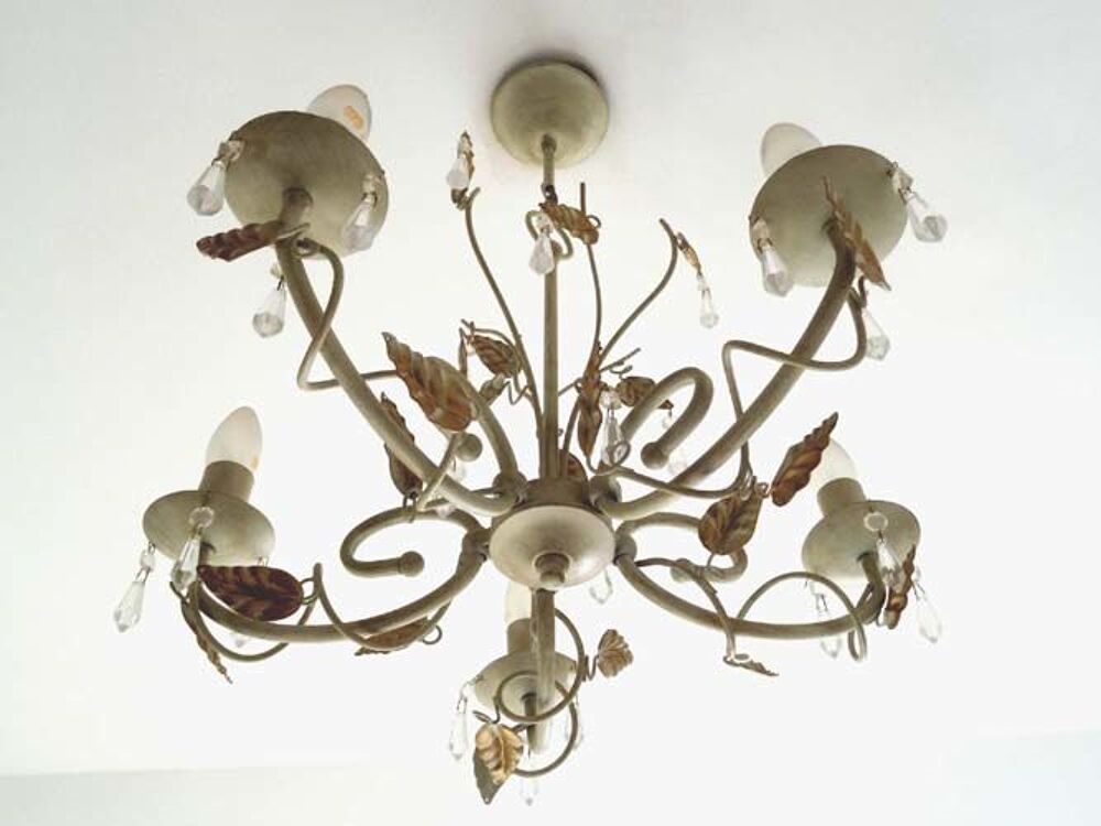 Lustre suspension m&eacute;tal 5 branches parfait &eacute;tat D�coration