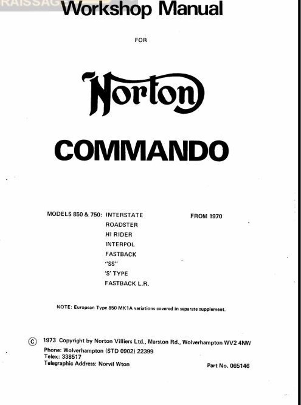 Manuels d'atelier Norton Commando Livres et BD