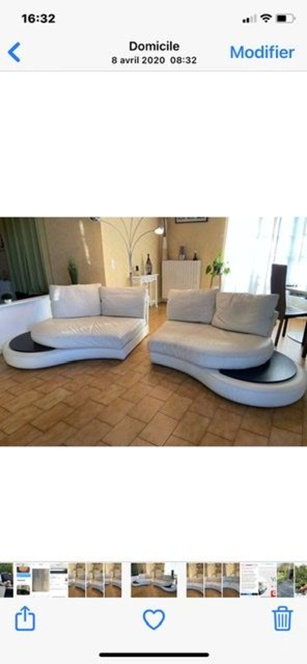 Banquette roche bobois cuir blanc Meubles