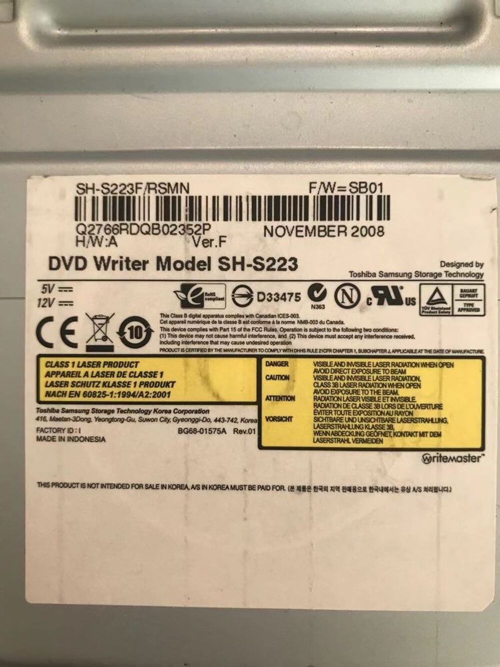 DVD Graveur Writer Samsung SH-S223F/RSMN et Hitachi GH50N Matériel informatique