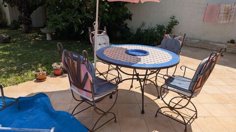 Table carrele avec 4 fauteuils en fer forg 200 Esnandes (17)
