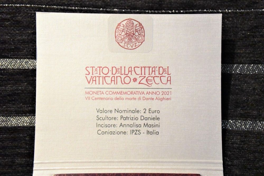 2 euro comm&eacute;morative Vatican 2021 Dante 