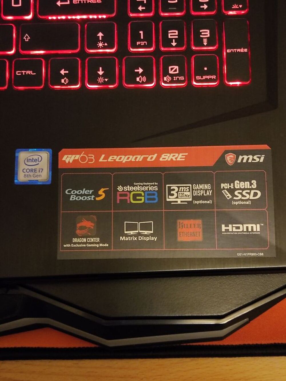 MSI l&eacute;opard GP 63/16 Go DDR4 Matériel informatique