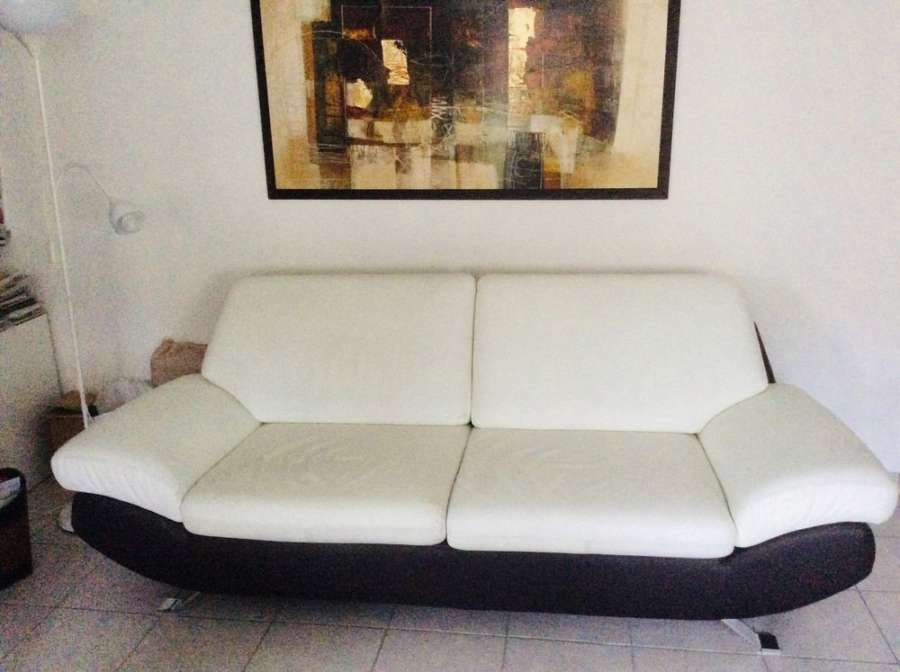 CANAPE CUIR BLANC Meubles