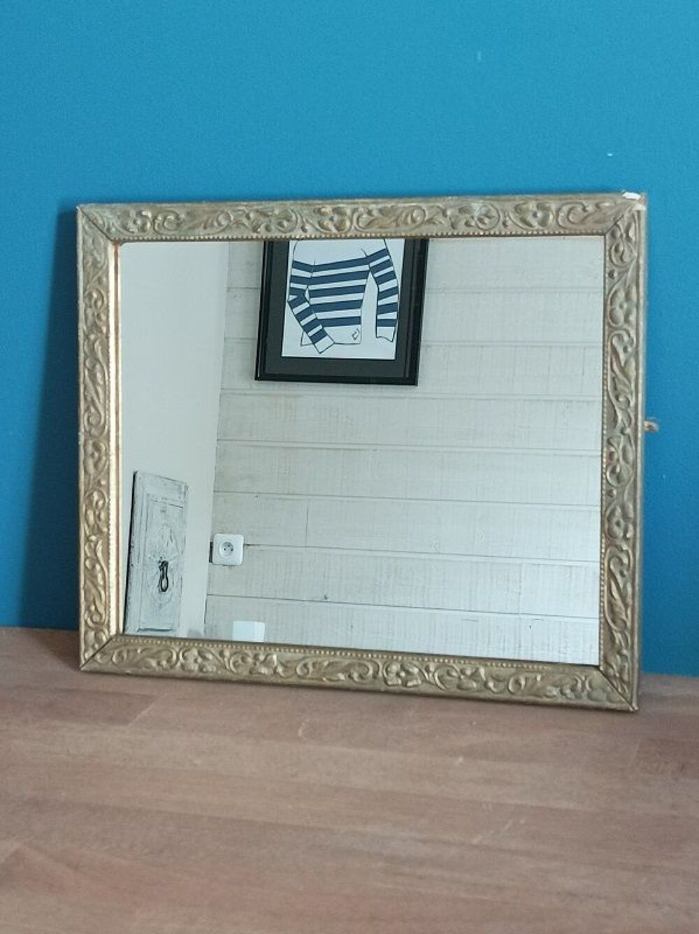 Miroir Cadre bois stuc sculpt&eacute; dor&eacute;e patin&eacute; dpmc 0923237 Décoration