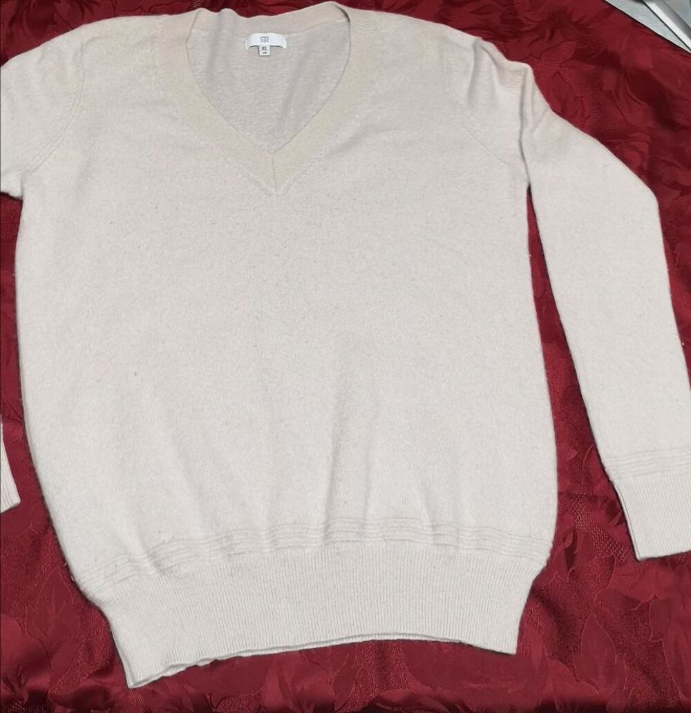 Pull cachemire beige blanc cass&eacute; Vêtements