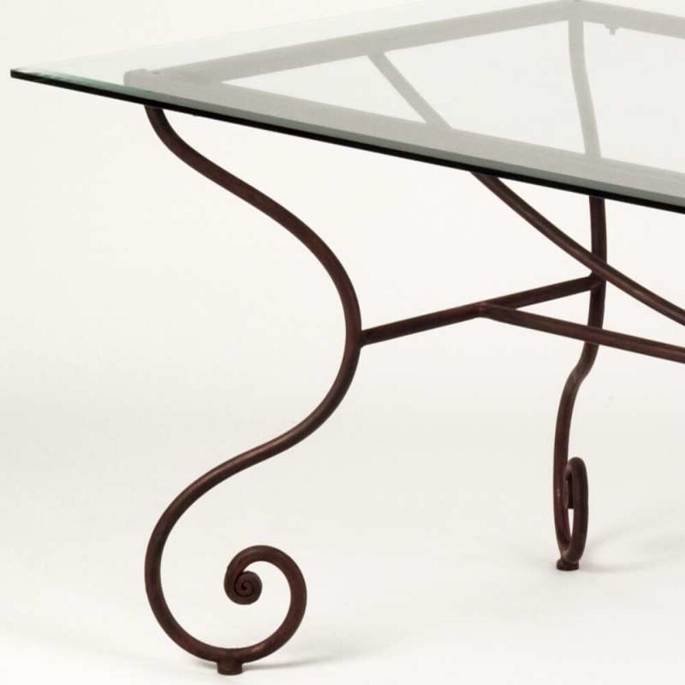 TABLE EN VERRE PIED FER FORGE Meubles