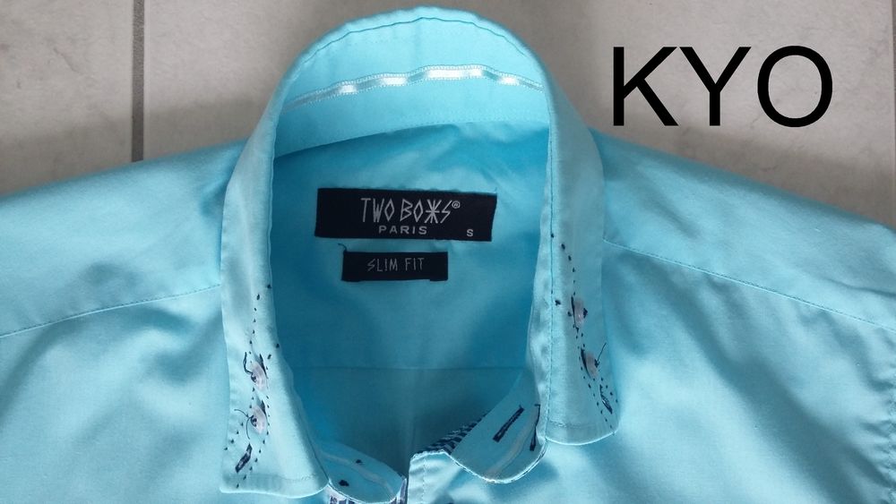 Two Boxs PARIS -Chemise homme manches longues bleu, taille S Vêtements
