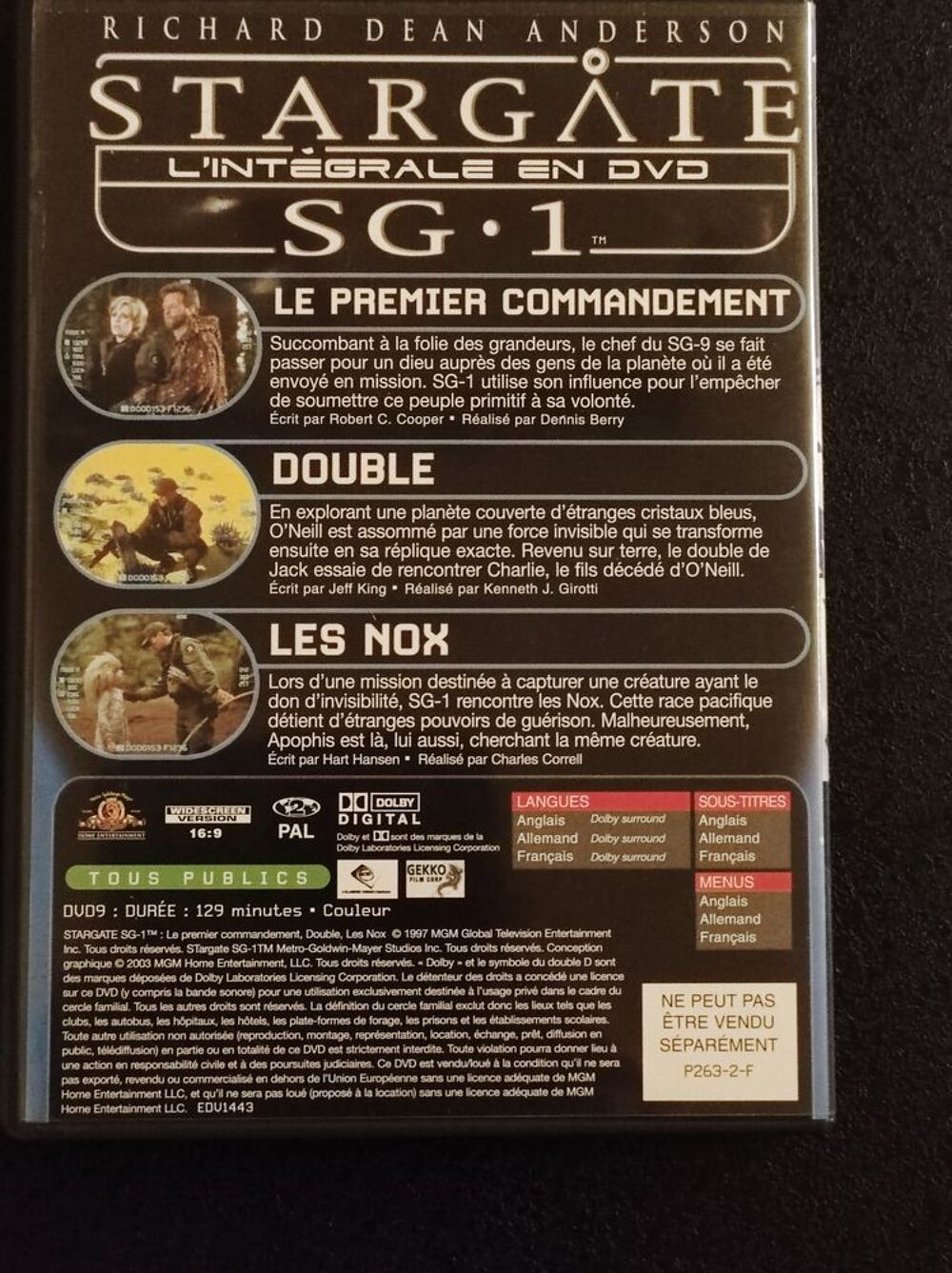 DVD Stargate SG.1 Saison 1 Episodes 6 7 8 DVD et blu-ray