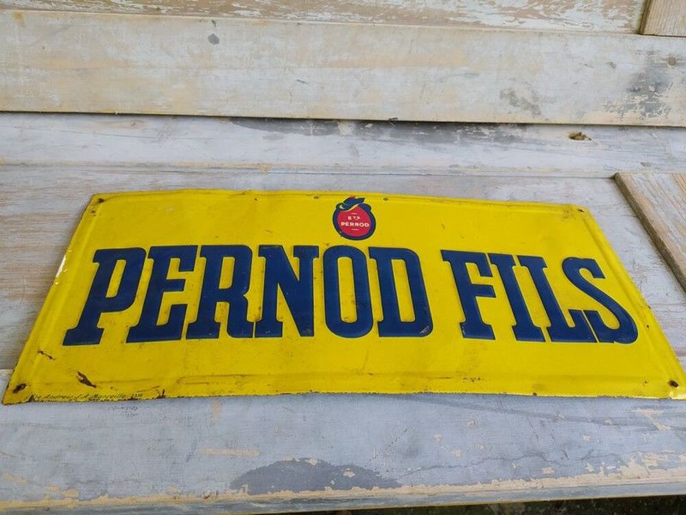 Ancienne Plaque T&ocirc;le Publicitaire Pernod Fils 
