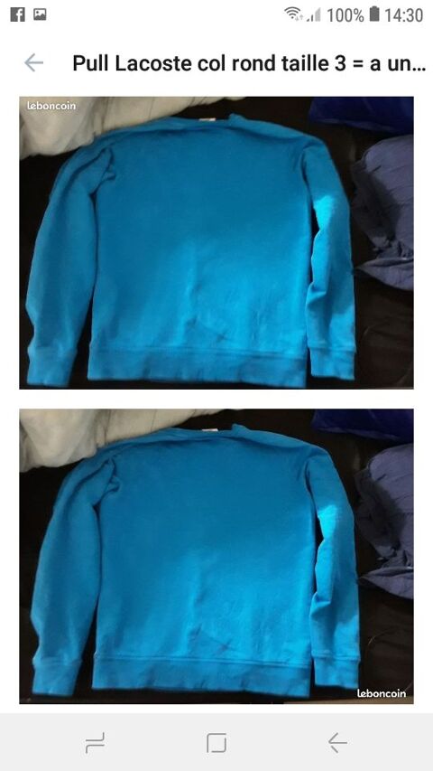 pull a col rond Lacoste.
Couleur : bleu. Taille : L 20 Oyonnax (01)
