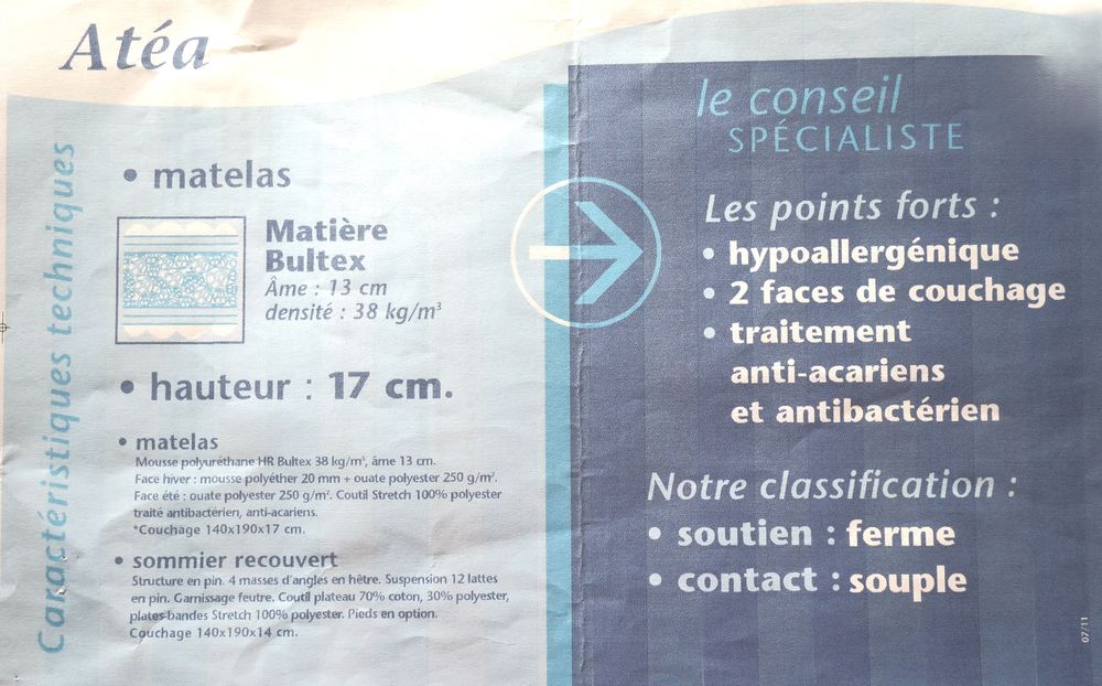 Matelas BULTEX + sommier cadre &agrave; lattes Meubles