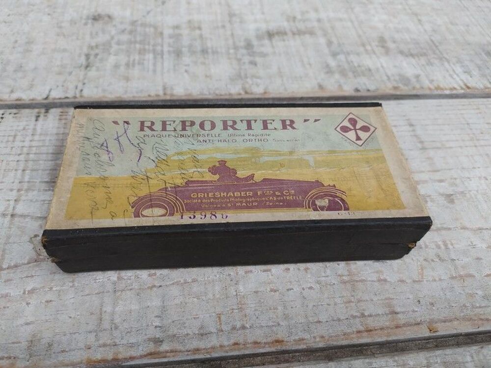 Ancienne Boite de Plaques Photo Reporter Automobile 