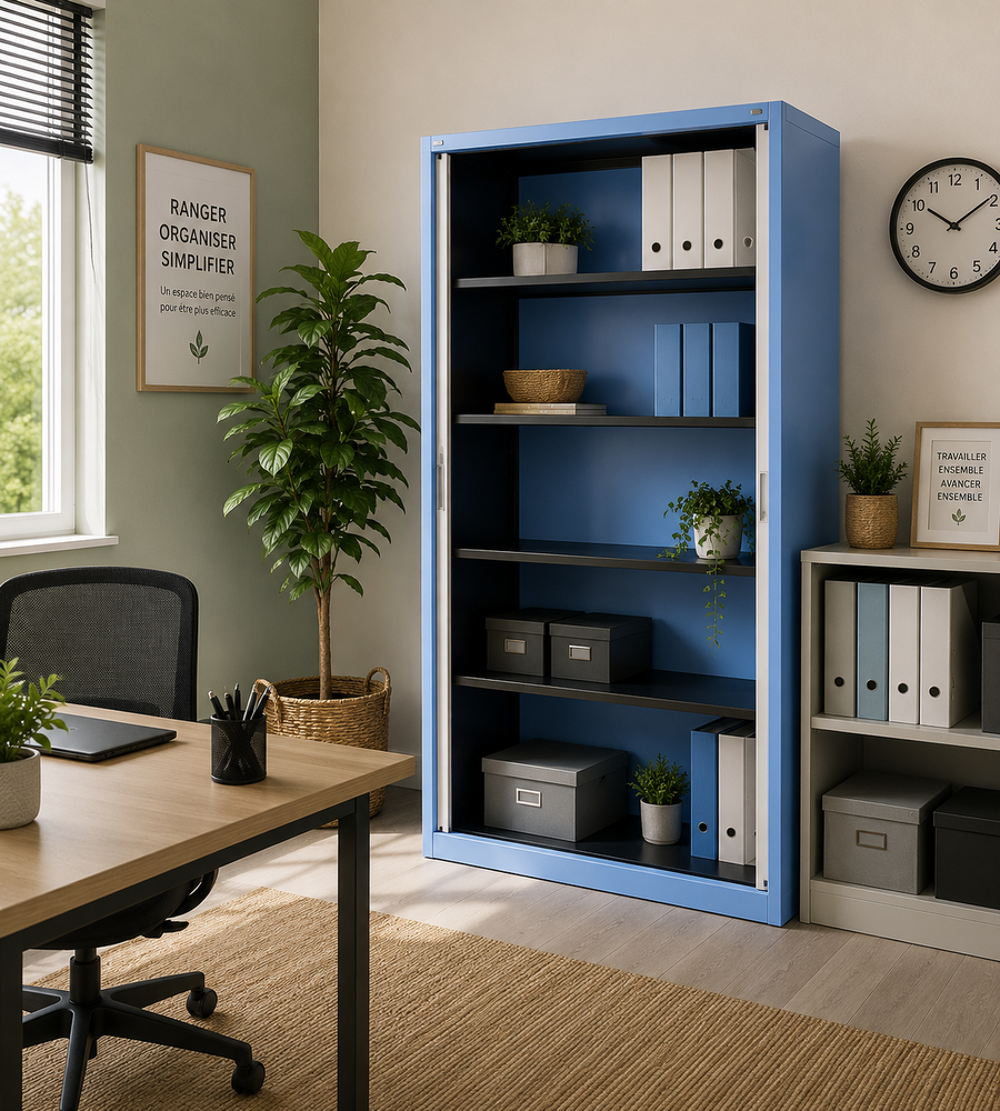 Armoire de grande taille en m&eacute;tal avec plateaux Meubles
