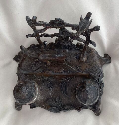 ENCRIER DOUBLE sign� BROSSY  �Le Corbeau et le Renard�  62 Moli�res (82)