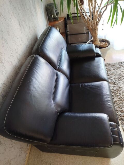 CANAP EN CUIR NOIR 2 PLACES NON CONVERTIBLE 120 Poissy (78)