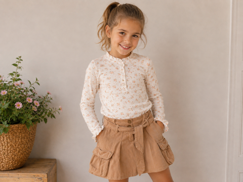 Jupe short fille ceinture Jean Bourget 6 ans beige TBE 10 Brienne-le-Château (10)