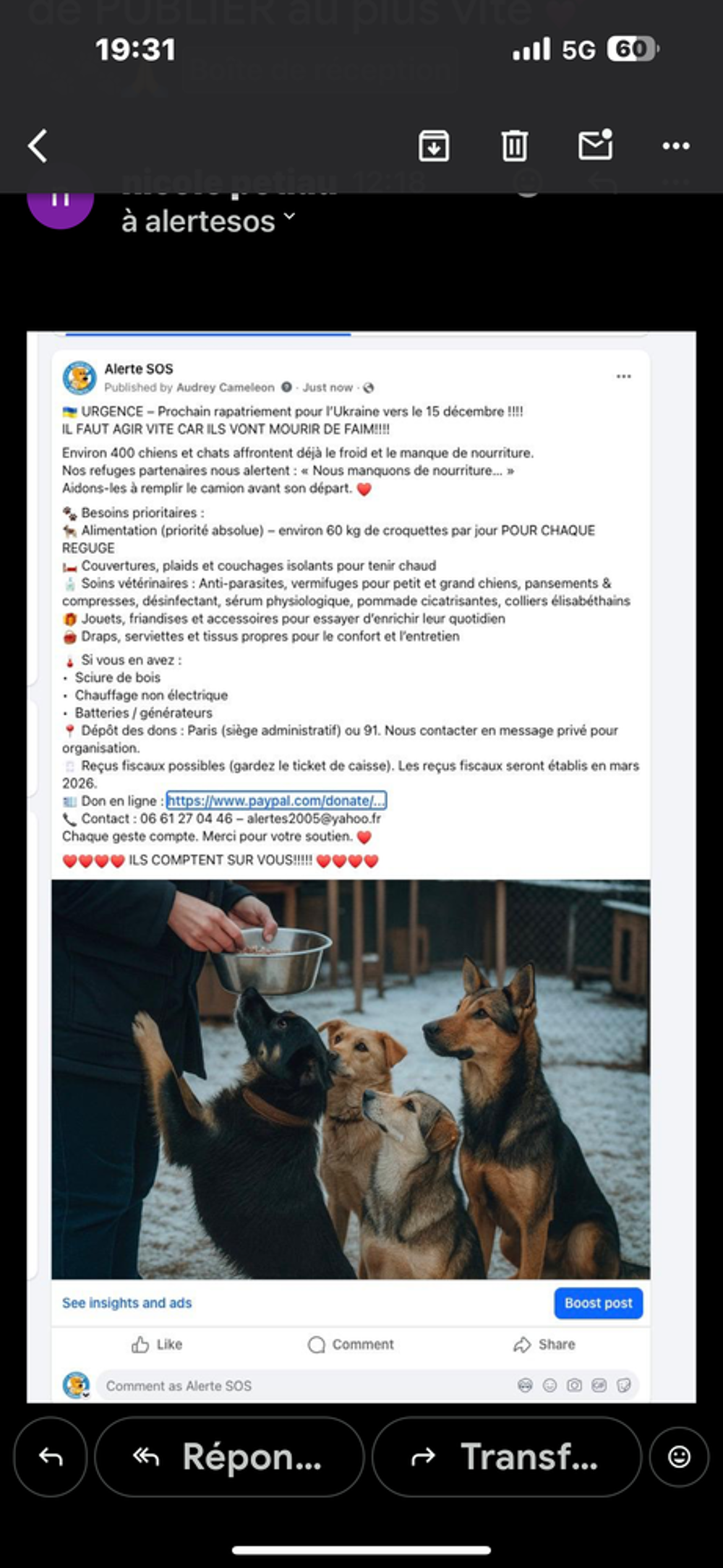   Appel au secours 