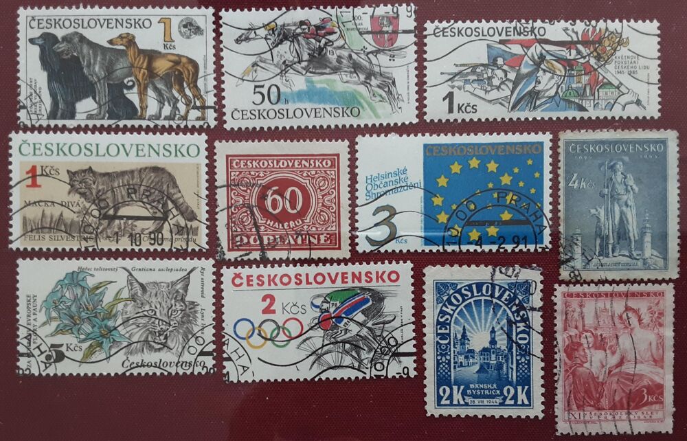 11 timbres &agrave; collection TCHECOSLOVAQUIE oblit&eacute;r&eacute;s 