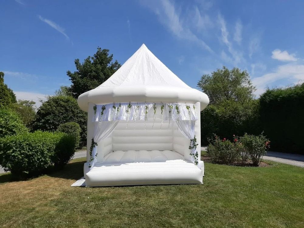 Ch&acirc;teau Gonflable Blanc 6x6 PVC oxford PVC souffleur Facture Jardin