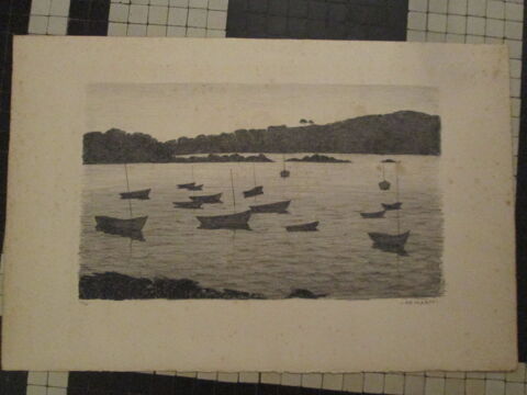 Dessin A E Marty non dat�, bateaux et mer 50 Herblay (95)