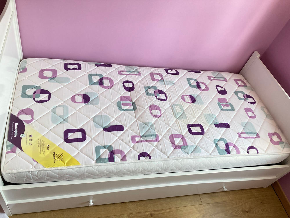 Lit 90x 190cm Bois Blanc avec rangement sous lit Meubles