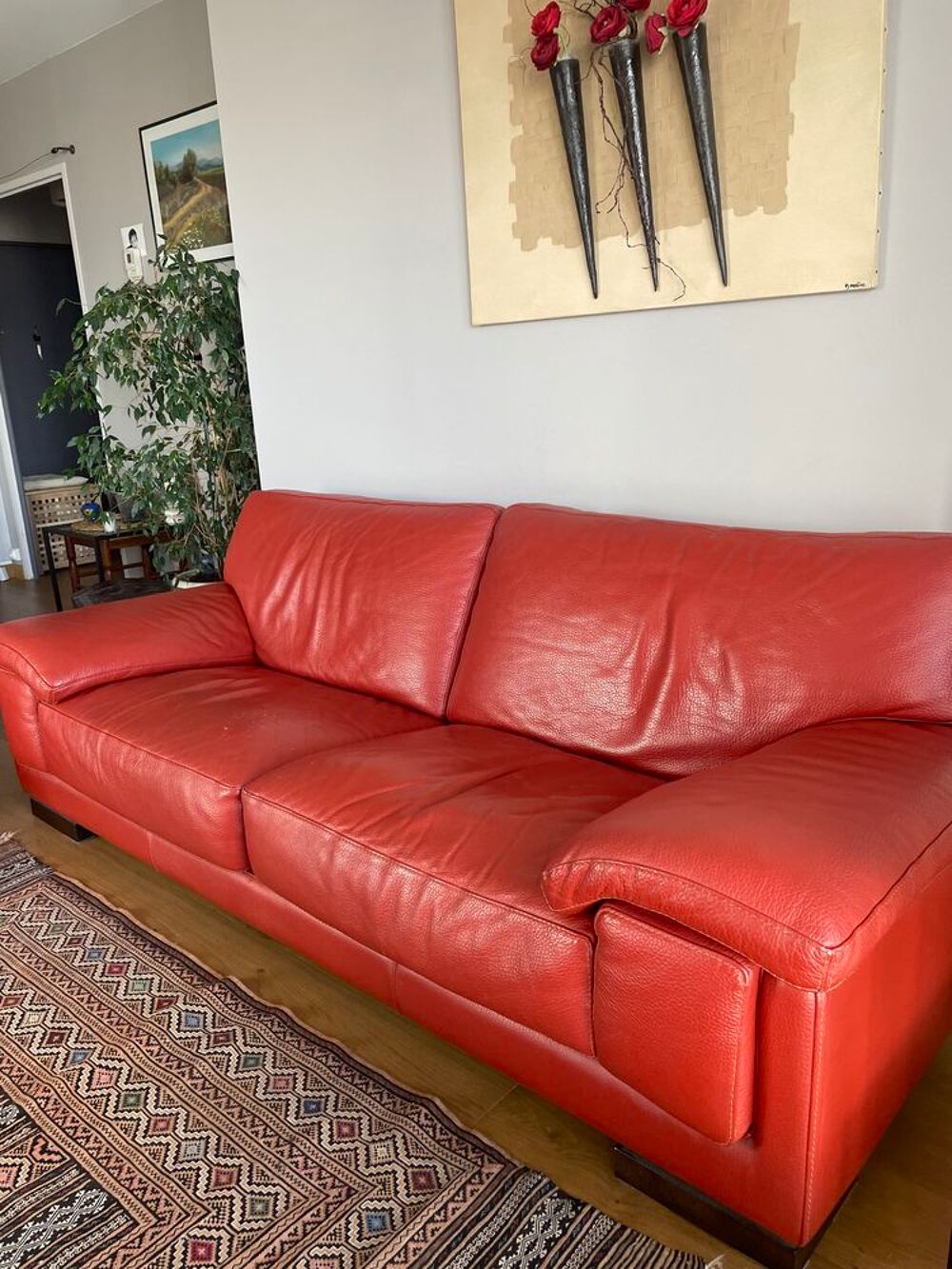 Canap&eacute; cuir 3 places Roche Bobois Meubles