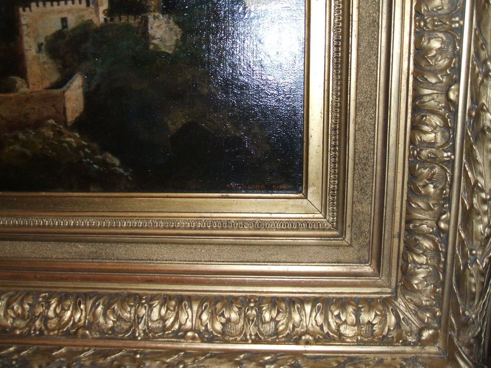 Ancien tableau sur toile de 1935 le chateau de FOIX Décoration