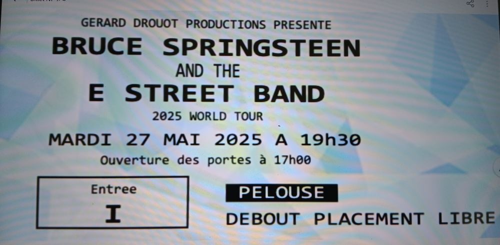 2 places Springsteen 27 mai Lille Billetterie