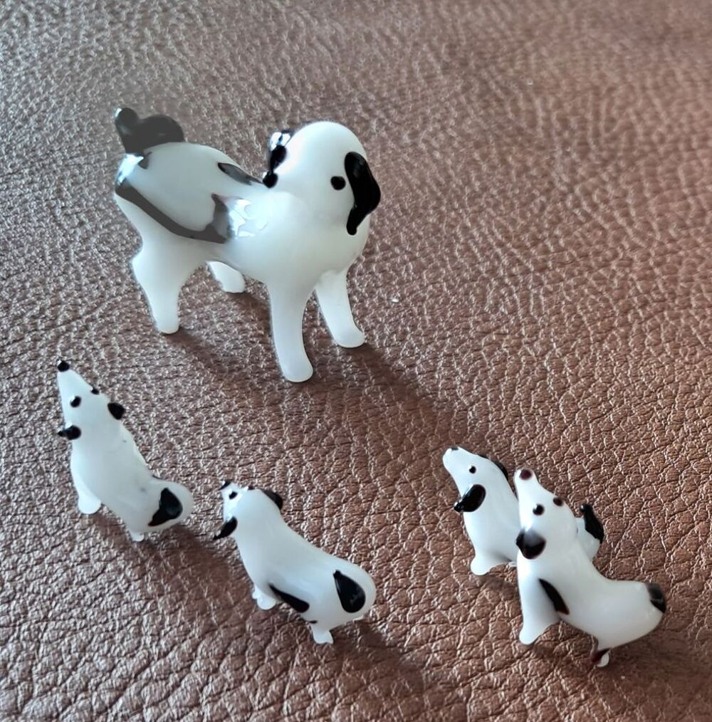 lot de 10 animaux miniatures en p&acirc;te de verre pigeon chien Décoration