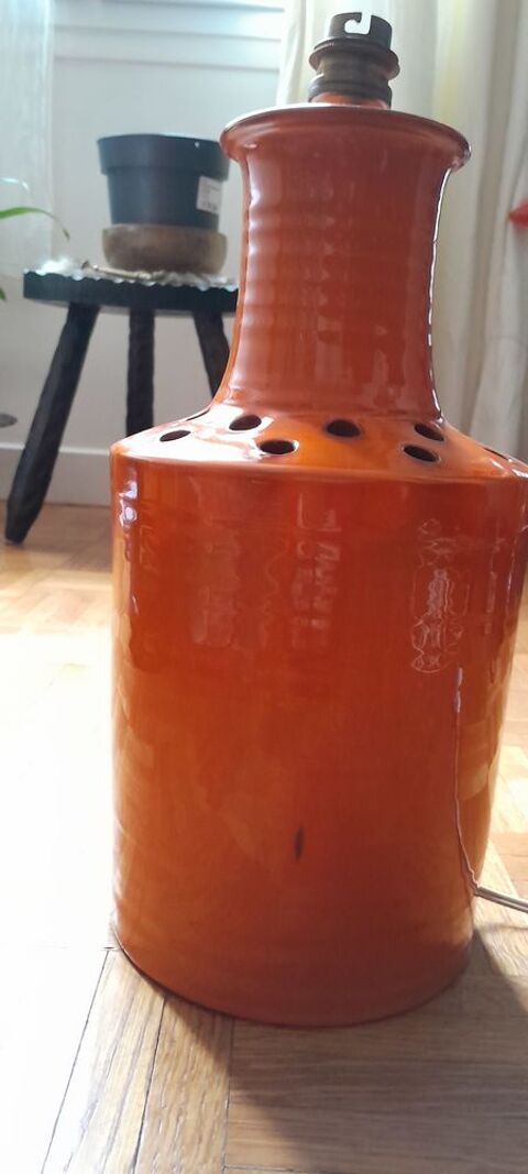 Pied de lampe ceramique orange annees 60/70 Paris 11 (75)