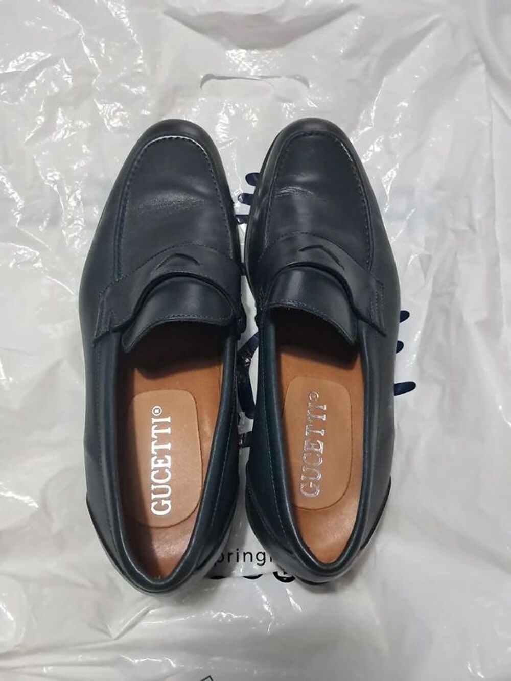 Chaussures homme cuir bleu nuit ? marque italienne ? tr&egrave;s pe Chaussures