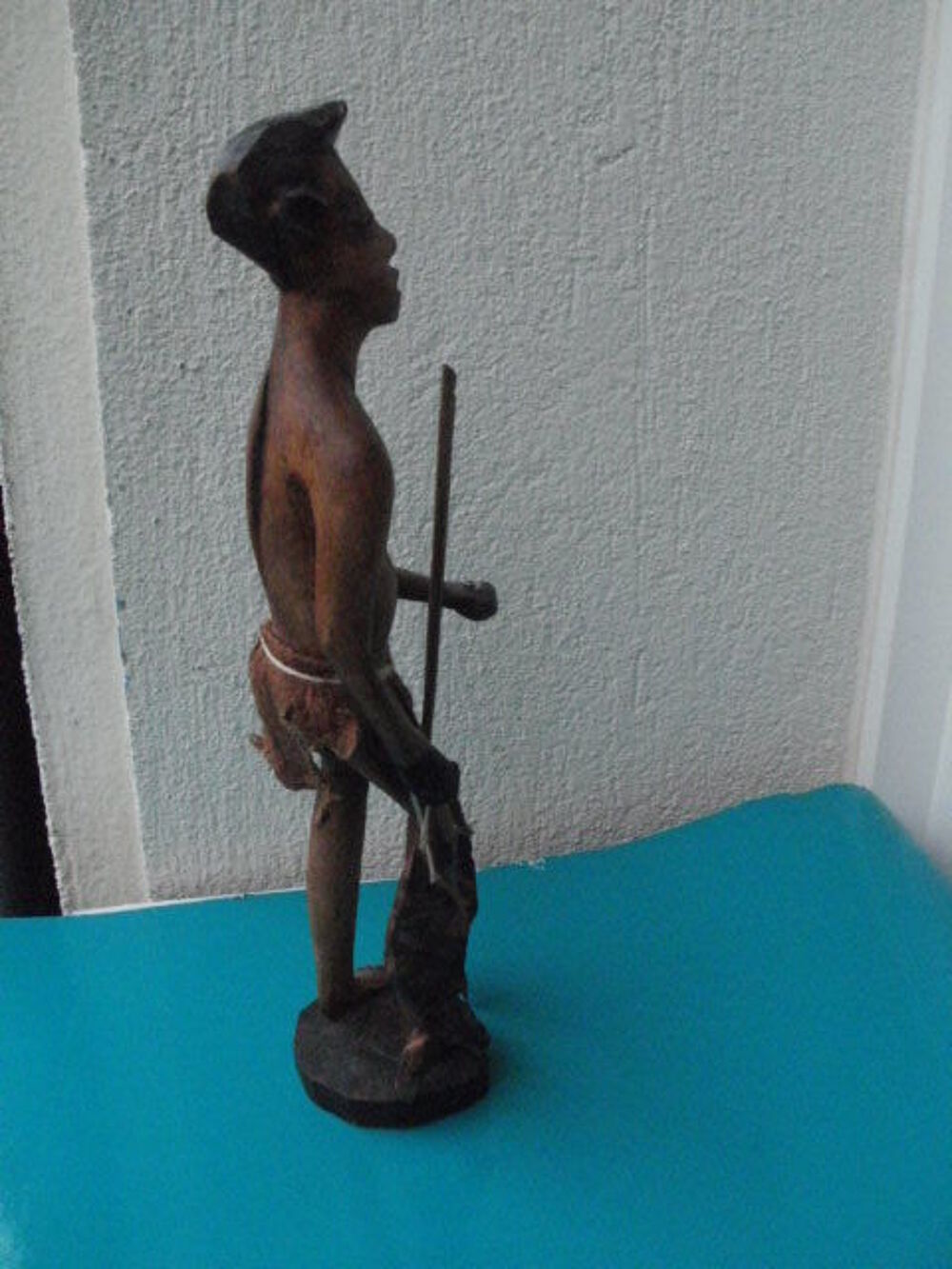 Statuette, sculpture africaine en bois, p&ecirc;cheur Décoration