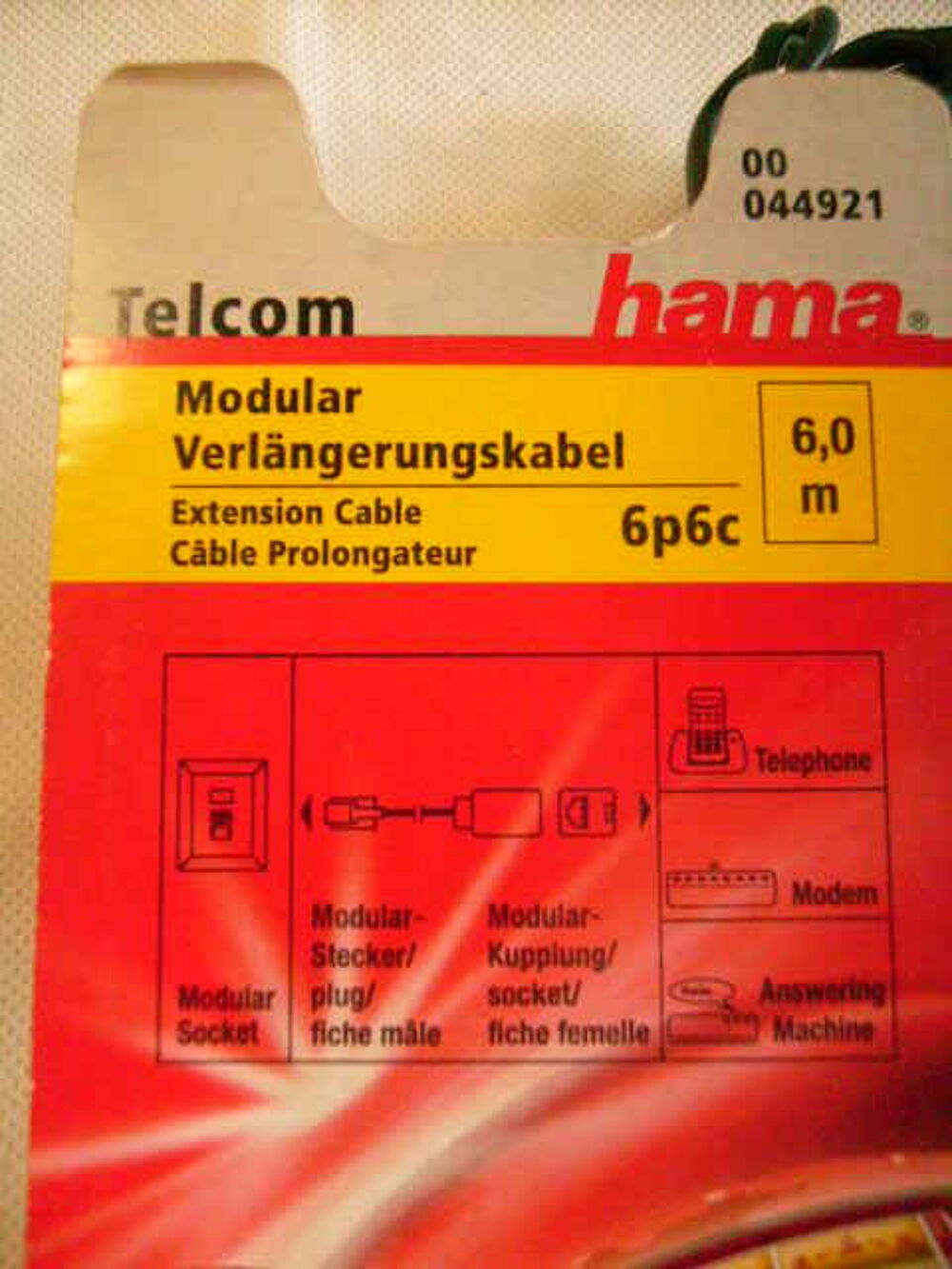  Rallonge t&eacute;l&eacute;phonique HAMA RJ11 Téléphones et tablettes