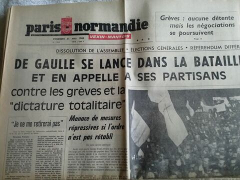 Journal  PARIS NORMANDIE  N7340 du 31 Mai 1968 12 Chartres (28)