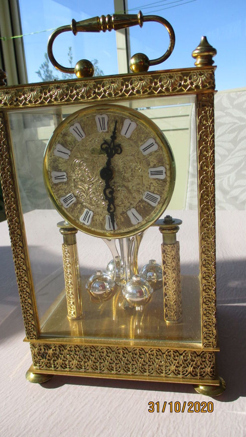 Pendule 400 jours SCHATZ "Royale" dor&eacute;e. Décoration