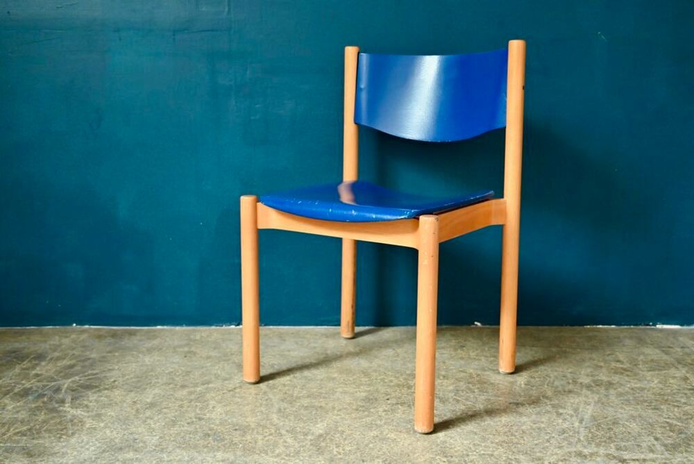 Chaises vintage scandinave Hiller lot s&eacute;rie bleues Meubles